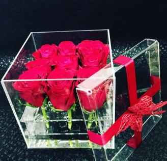 Red Rose Glass Box